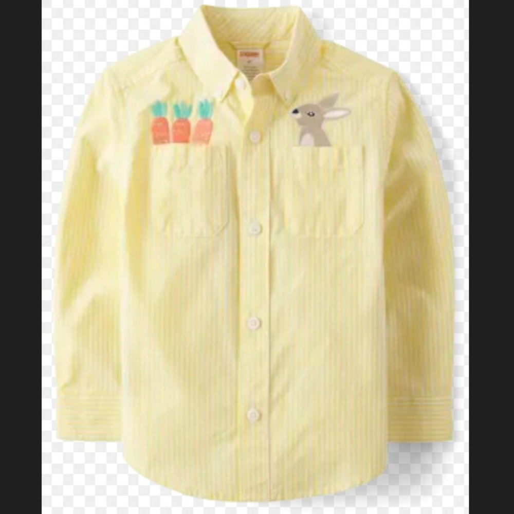 Easter Pinstripe Bunny Poplin Button Up Shirt, Sz 4T